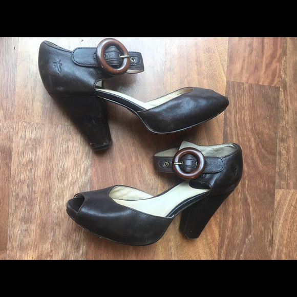 Frye Shoes - FRYE Kelsey ankle strap brown leather size 7m